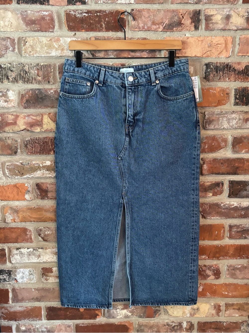 H&M Blue Jean Denim Midi Skirt NWT, 8